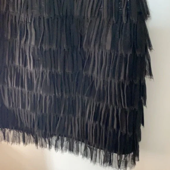 Zac Posen Blue Black Cotton Blend Fringed cocktail Black tie Dress 8 - Picture 4 of 7